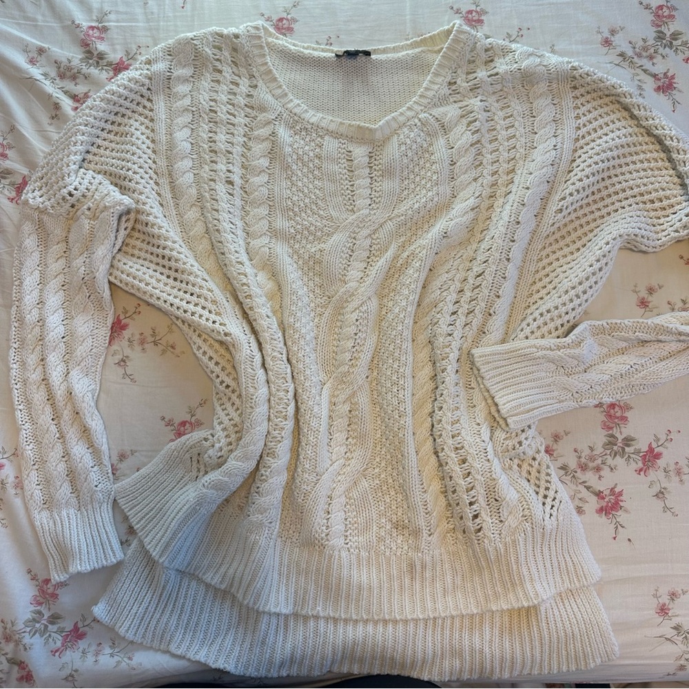 Express Cream Cable Knit Sweater